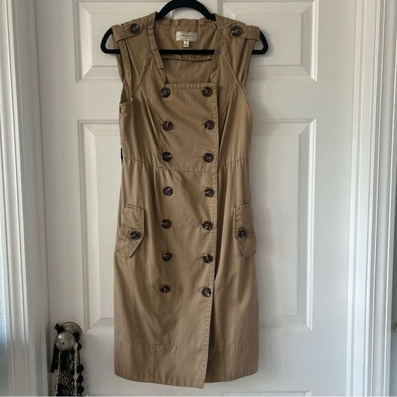 Anthropologie Moulinette Soeurs Button Down Double Breasted Trench Dress - Picture 3 of 12